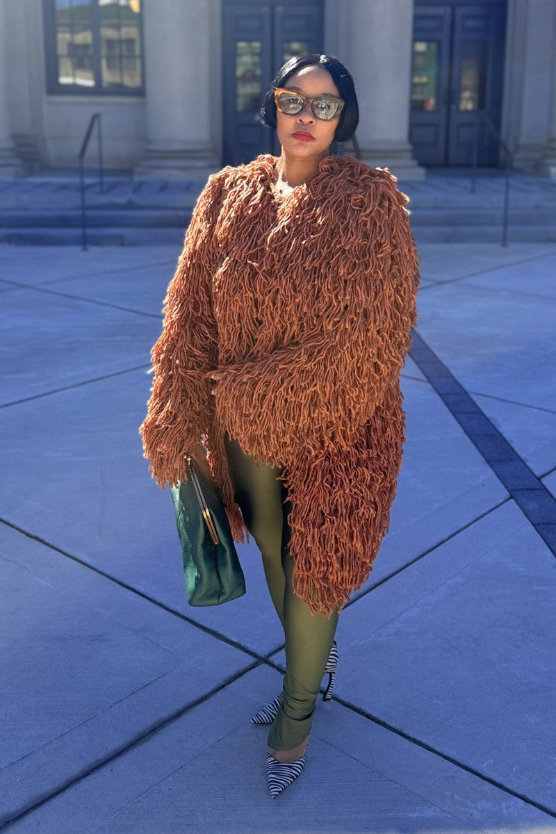 Mocha Shag | Fringe Cardi