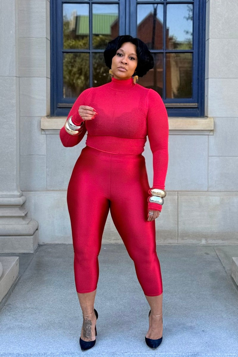 Illusion | Calf Legging Red