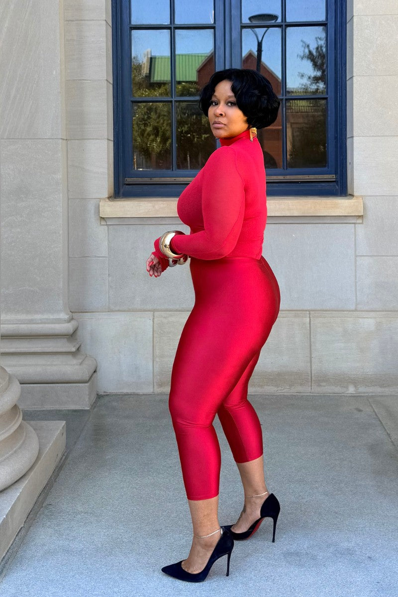 Illusion | Calf Legging Red