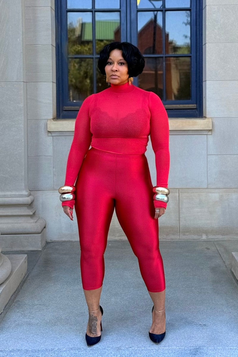 Illusion | Calf Legging Red