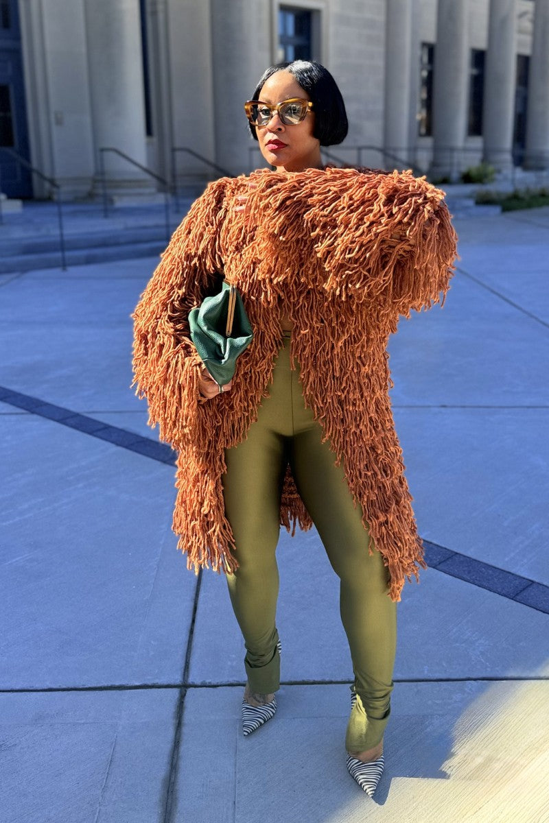 Mocha Shag | Fringe Cardi