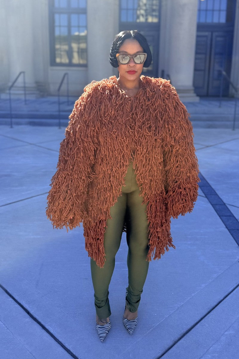 Mocha Shag | Fringe Cardi