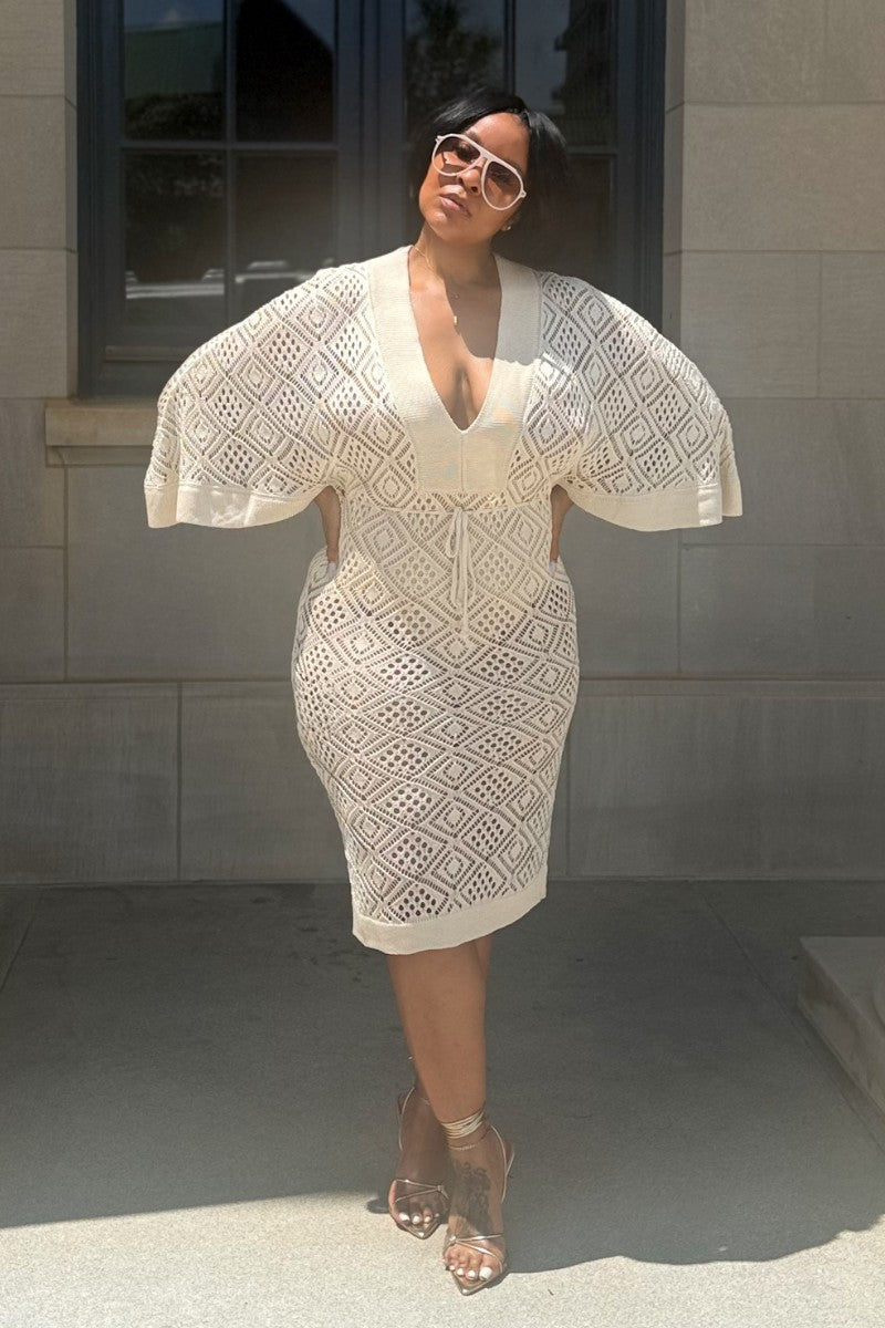 Vacay Nights | Beige Crochet Dress