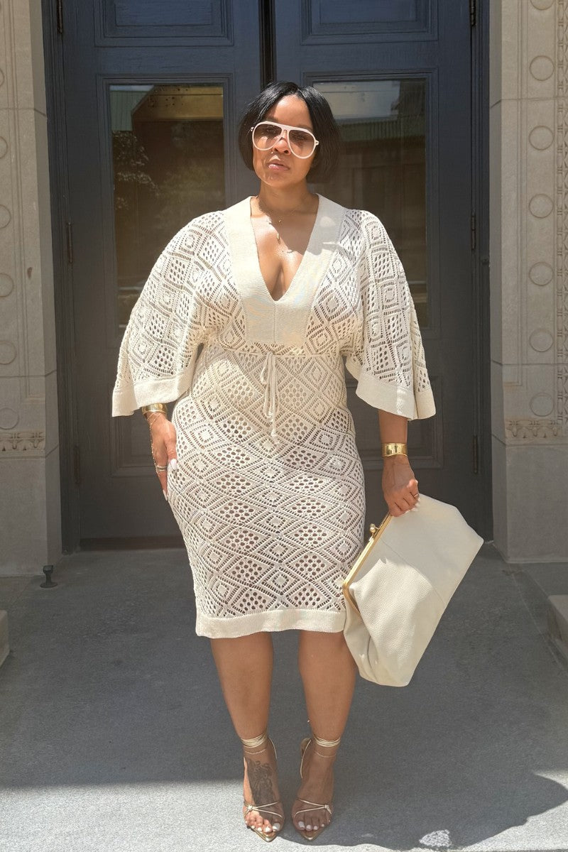 Vacay Nights | Beige Crochet Dress
