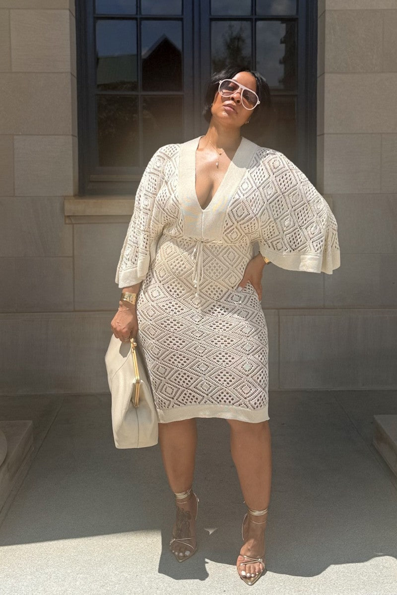 Vacay Nights | Beige Crochet Dress