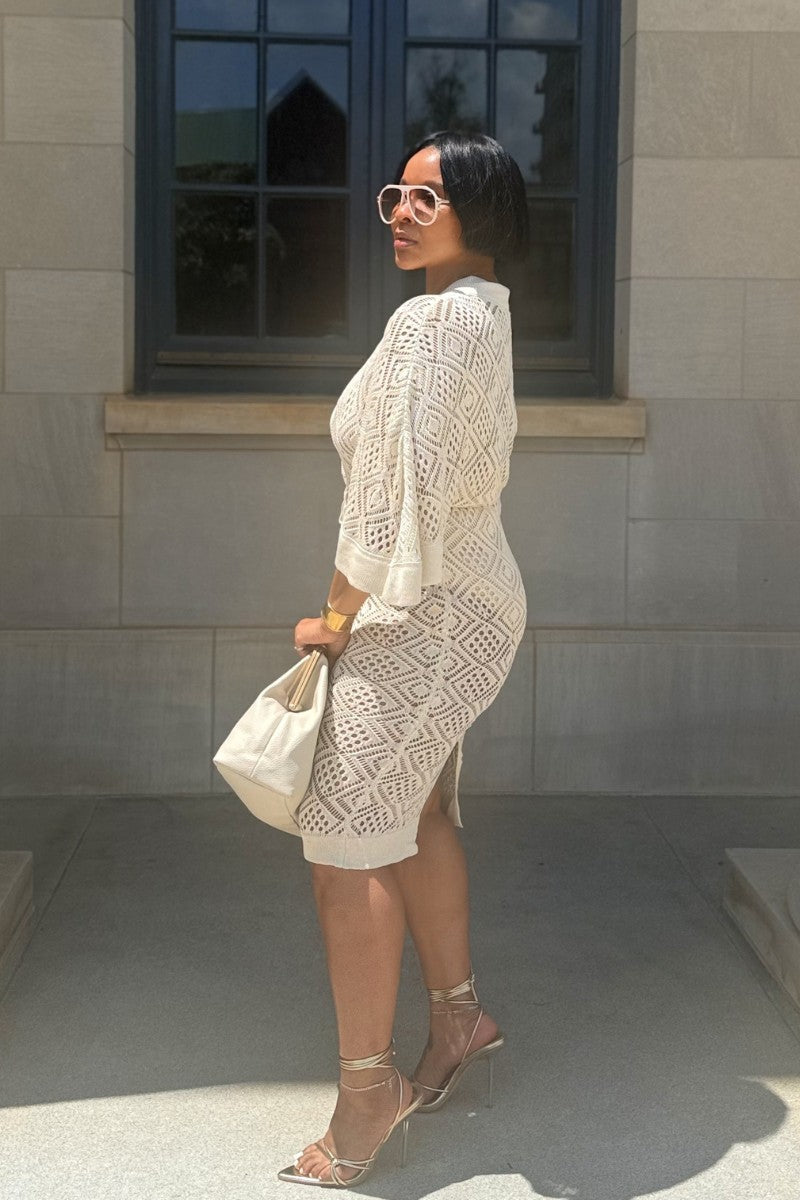 Vacay Nights | Beige Crochet Dress