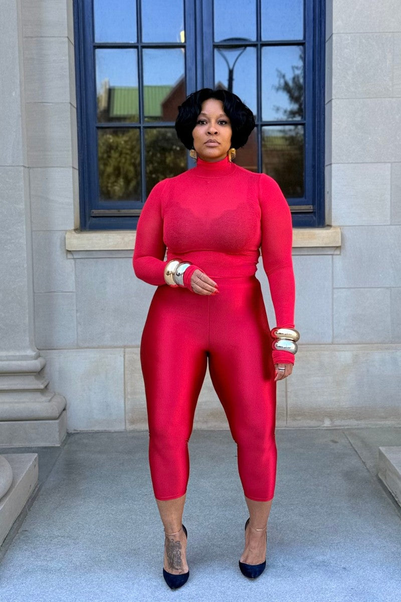 Illusion | Calf Legging Red